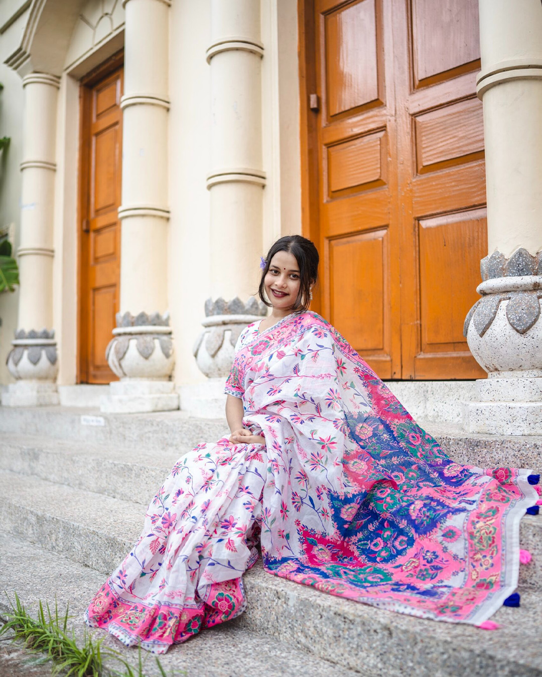 10 সেমি মসলিন” শাড়ি BUS-229 - Image 1